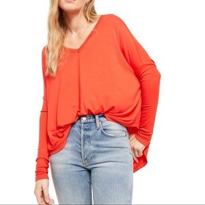 Free People Love Glare Orange Moonshine Long Sleeve Top Large